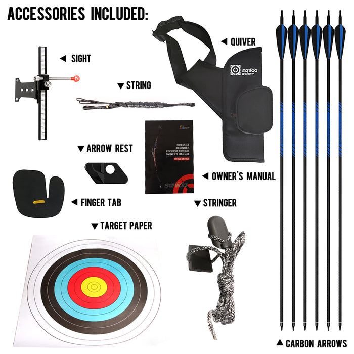 Noble 48" 54" Standard Beginner & Intermediate Recurve Bow Kit